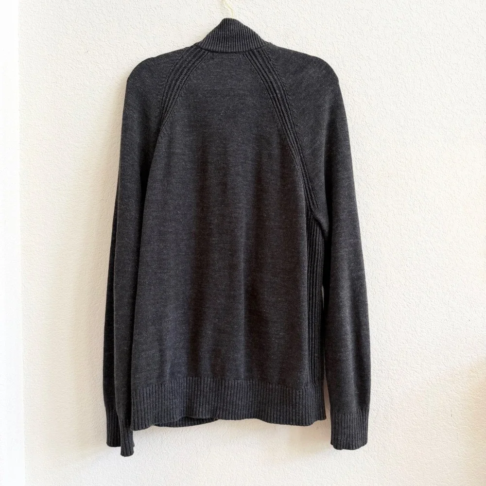 Banana Republic Mens Organic Cotton Cardigan Sweater Charcoal Gray Large‎